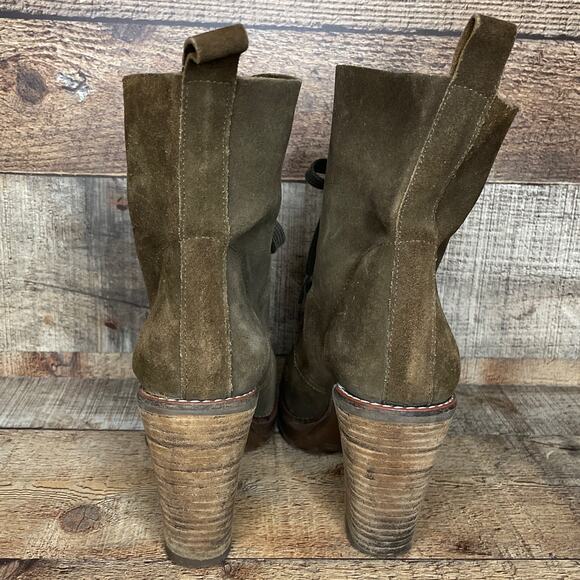 Ras Brown Italian Suede Leather Lace Up Heeled Booties Ankle Boots Size 35 5 - Picture 8 of 11